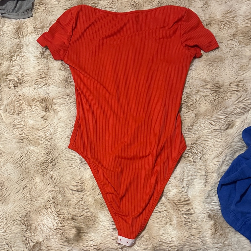 SHEIN Red Ribbed Bodysuit - Picture 2 of 2